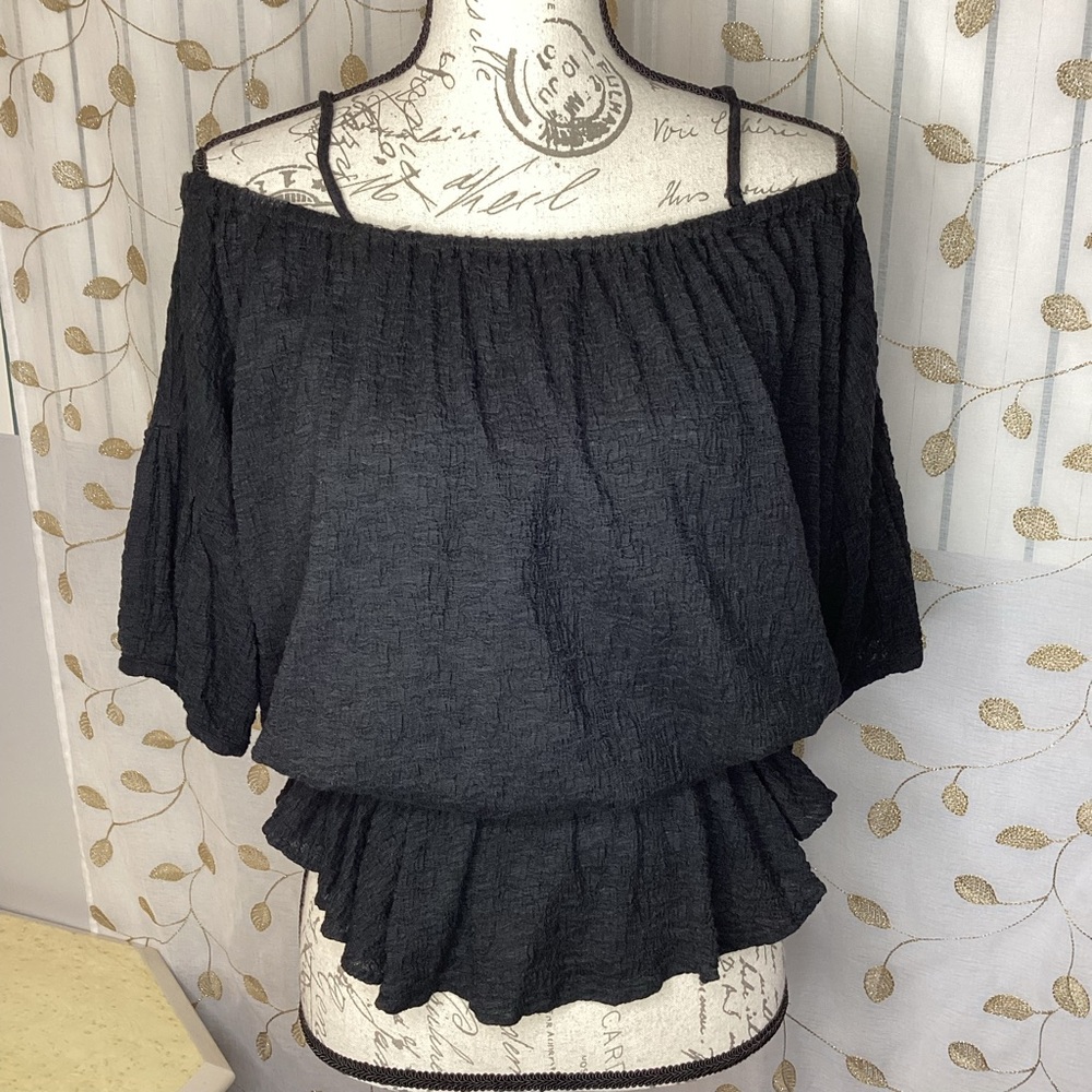 Free People Off Shoulder Black Blouse Size Small